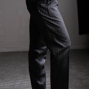80s Krizia Trousers| Vintage High waisted blue pants| Statement Tailored Wool Pants| Minimalist Workwear Design