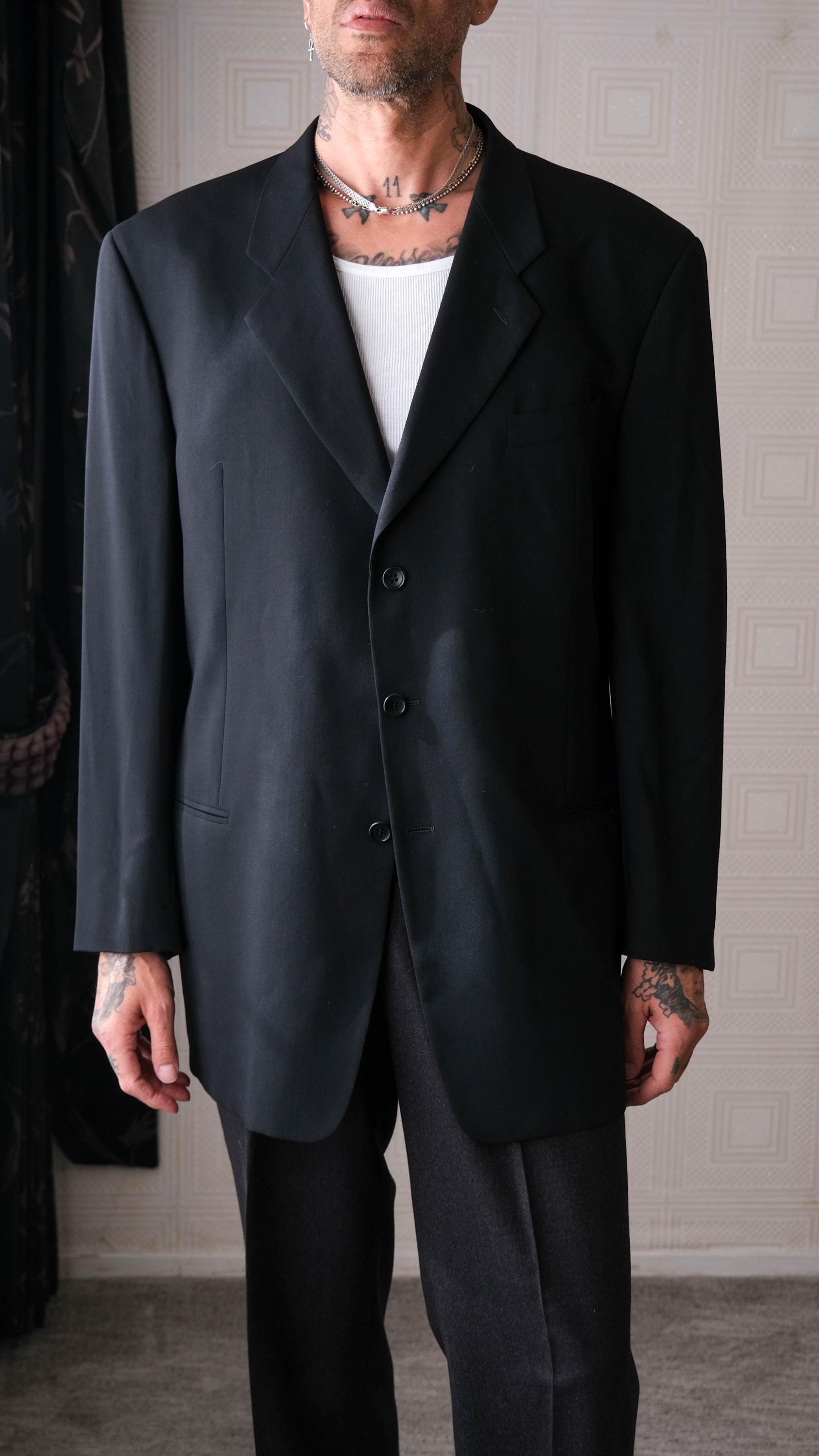 Vintage 90s GIORGIO ARMANI COLLEZIONI Black Crepe Gabardine