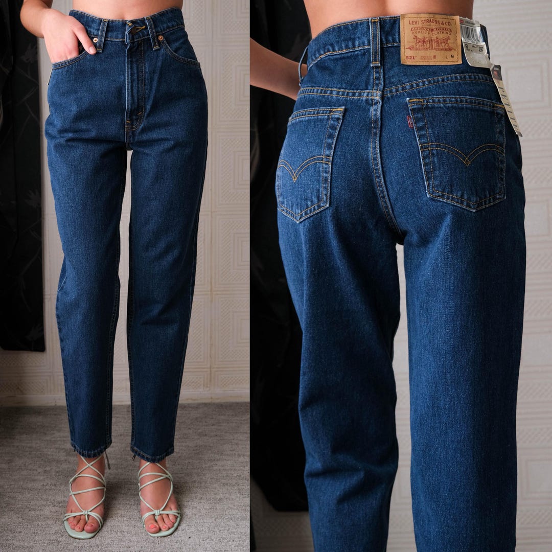 Vintage 80s LEVIS 521 High Waisted Tapered Petite Fit Jeans Unworn