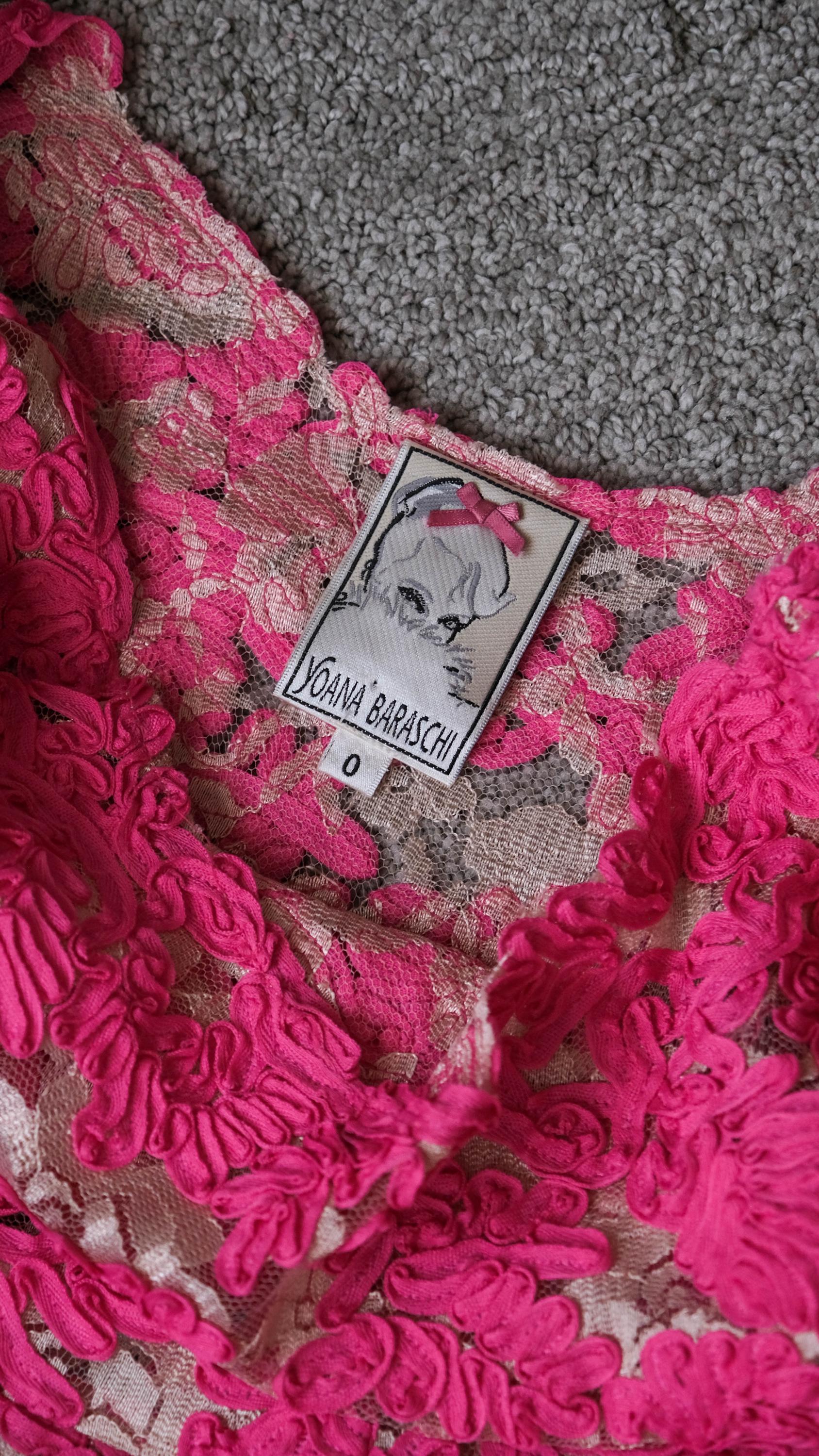 Vestido de da vintage Y2K de Yoana Baraschi con falda plisada transparente  y lazo rosa magenta / Hecho en India / Vestido mini de da para fiesta de  t de los aos