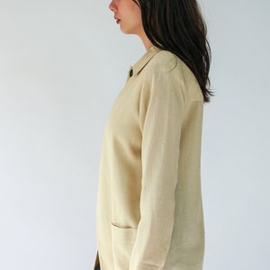 Vintage Dana Buchman Single Button Linen and Rayon Blazer Bohemian Dana Buchman Designer Minimalist, Single Button Linen Cape Jacket image 5