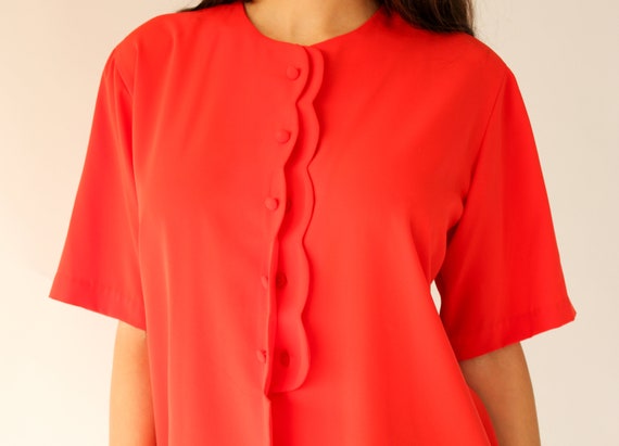 Vintage 70s 80s Pierre Cardin Tomato Red Scallope… - image 4