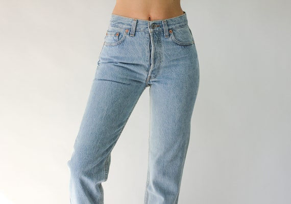 Vintage 80s LEVIS Womens Light Wash 501 High Wais… - image 1