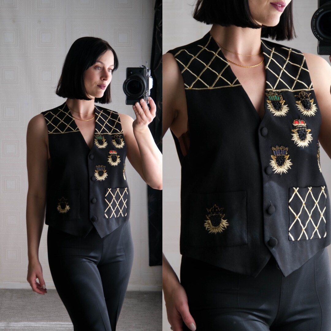 PATTERNED GABARDINE VEST
