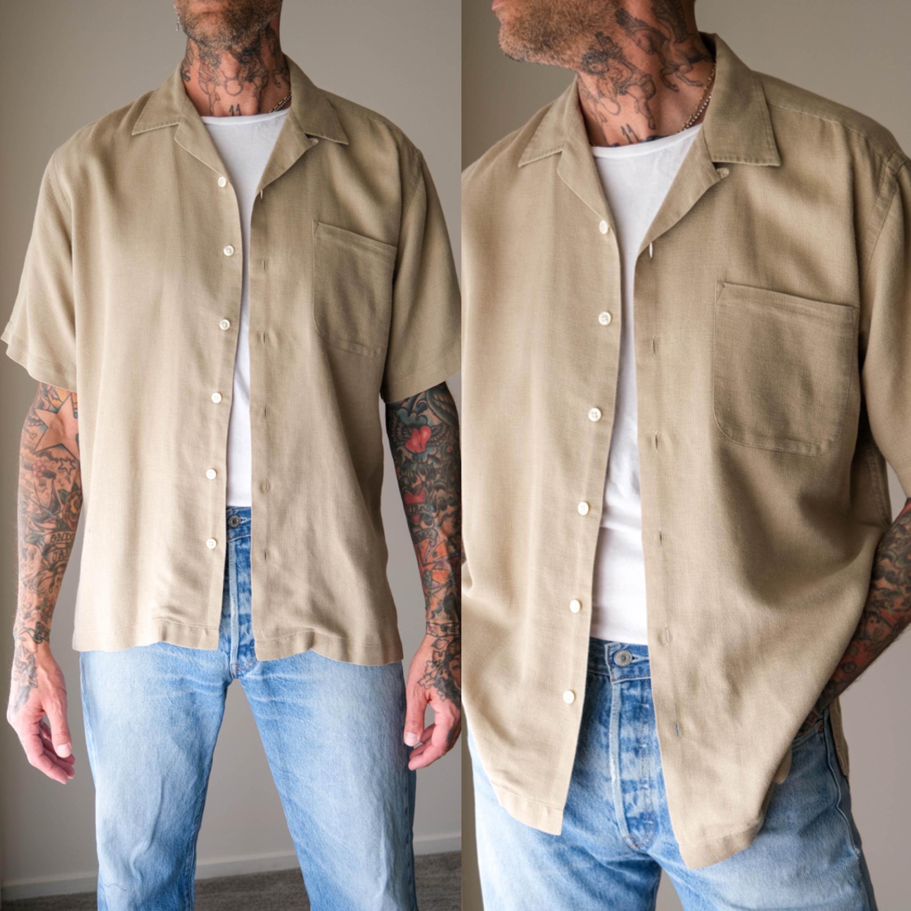 Vintage 90s POLO Ralph Lauren Khaki Tan Clayton Linen Blend Loop