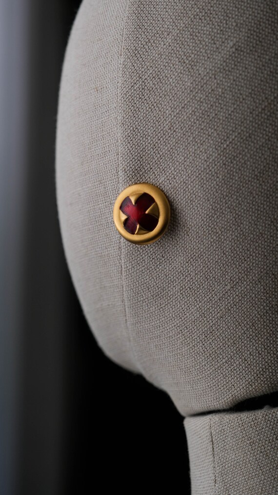 Vintage 80s ANNE KLEIN Signed Gold & Red Enamel R… - image 8