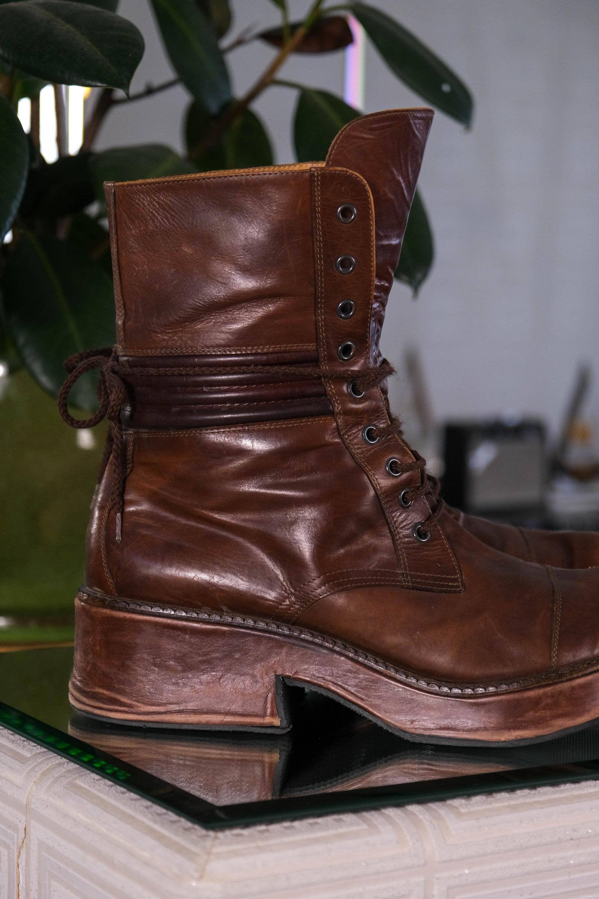 Vintage 90s Jean Paul Gaultier 1998 Brown Leather Wrapped Chunky