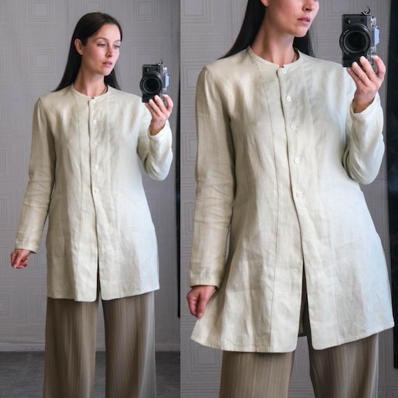 Vintage 80s GIORGIO ARMANI Le Collezioni Sea Foam Green Woven