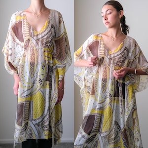 sheer midi kaftan dress Ostuni Sheer Silk Kaftan Dress
