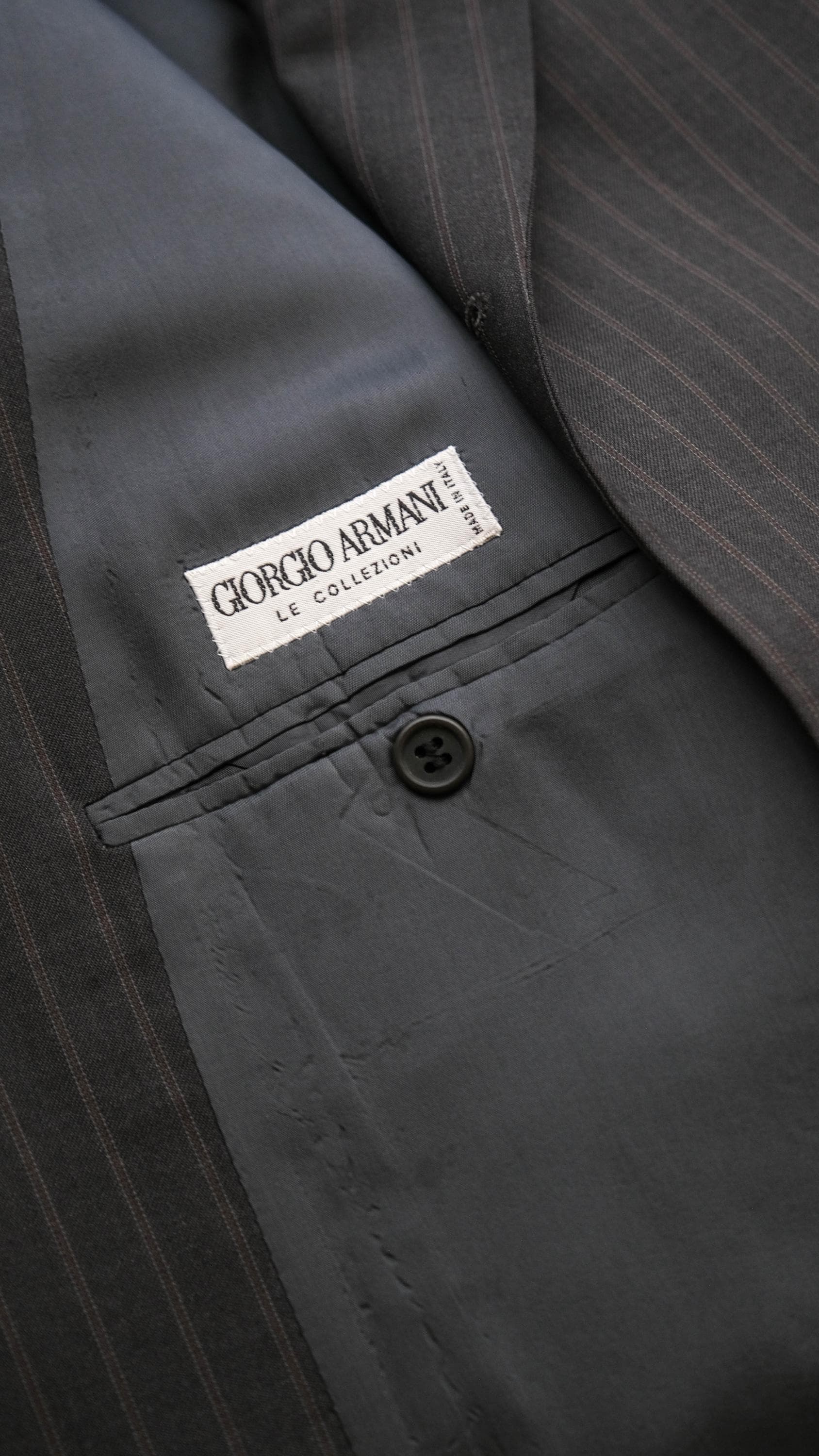 Vintage 90s GIORGIO ARMANI Le Collezioni Charcoal & Copper Stripe