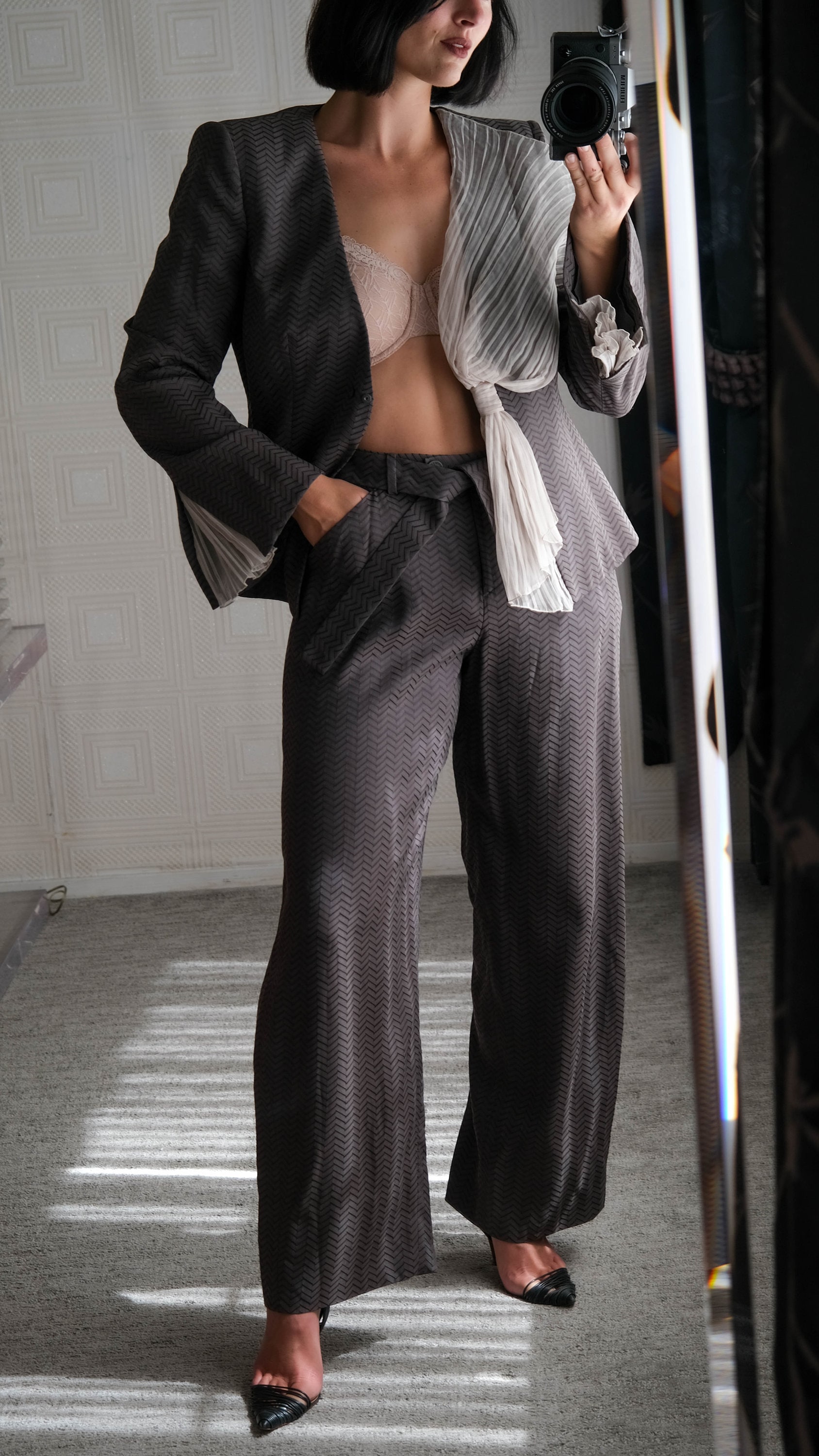 GIORGIO ARMANI Spring 2006 Silk Chevron Pattern Cropped
