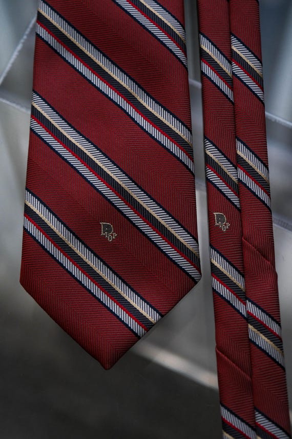 ✨美品✨クリスチャンディオール　オブリーク　定番色　バーガンディ　ネクタイ ヴィンテージ 70年代 クリスチャン ディオール バーガンディ