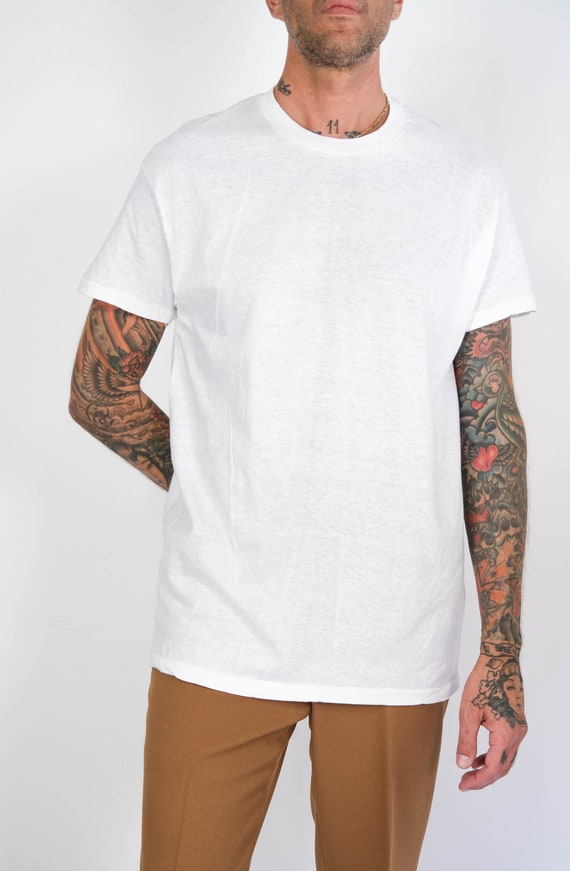 Vintage 70s Hanes Blank White Single Stitch Tee | Made in USA 