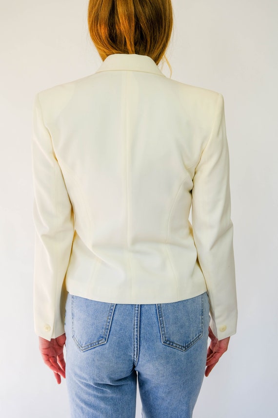 Vintage 90s CAPRICCIO White Cropped Tuxedo Style … - image 5