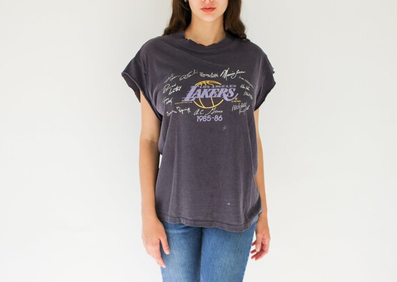 Vintage 80s LA Lakers 85-86 Championship Destroyed