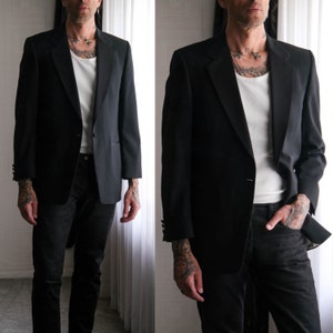 Vintage 70s BILL BLASS Deadstock Black Wool Gabardine & Satin Lapel Single Button Tuxedo Blazer | Made in USA | 1970s Designer Formal Jacket