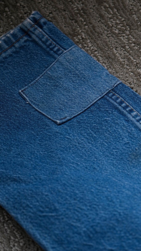 Vintage 80s WRANGLER Medium Indigo Destroyed & Patched Whiskered