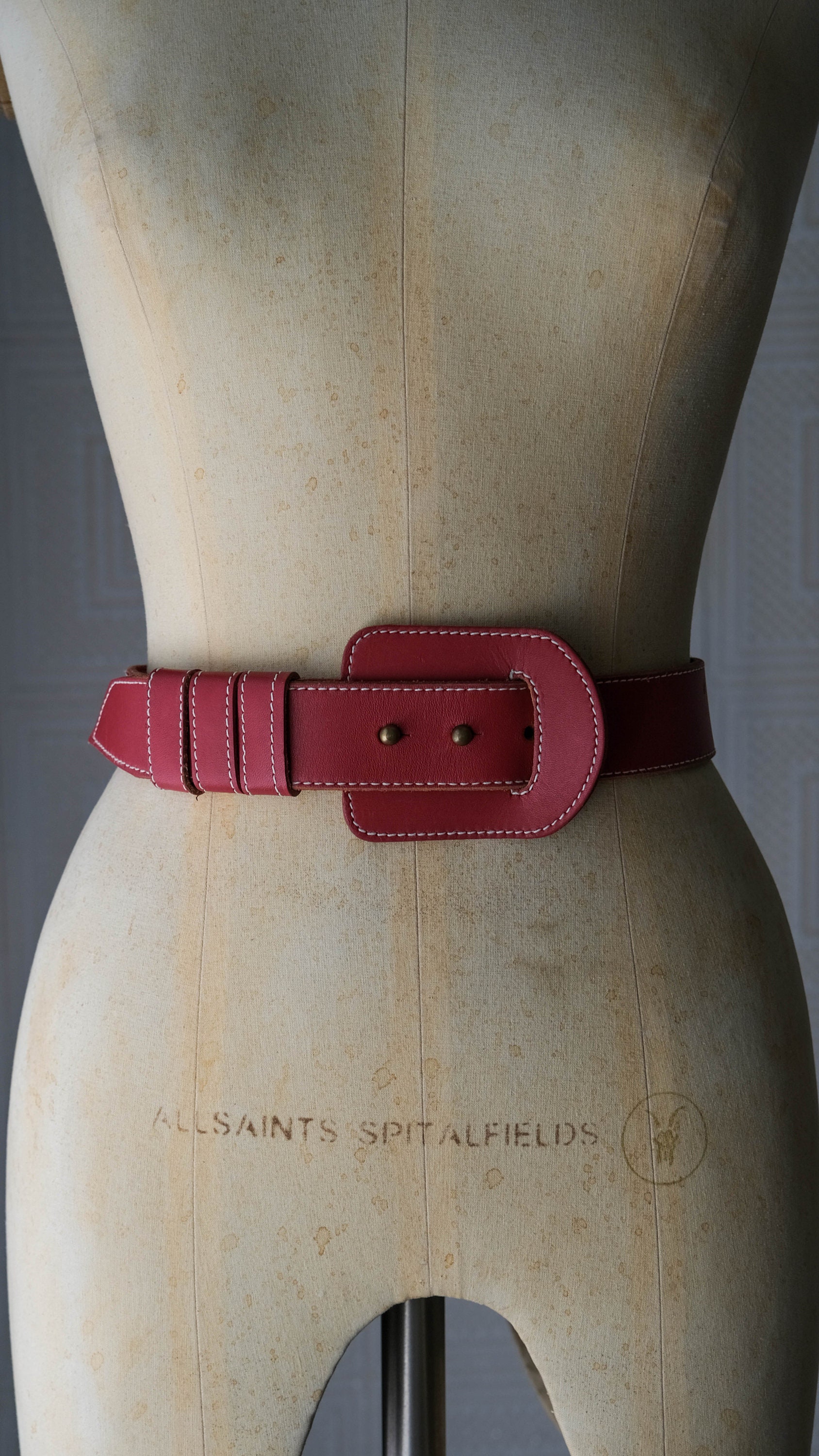 Vintage Norma Kamali Lipstick Red Leather Belt - 1980s Rare Find IMG_9160.png?format=1500w main image 3