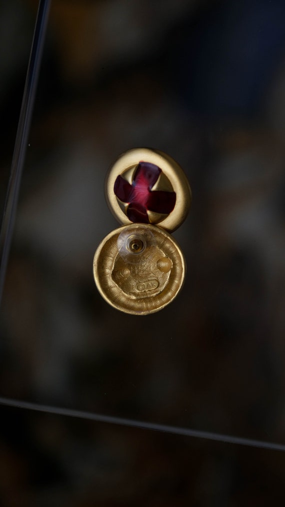 Vintage 80s ANNE KLEIN Signed Gold & Red Enamel R… - image 6