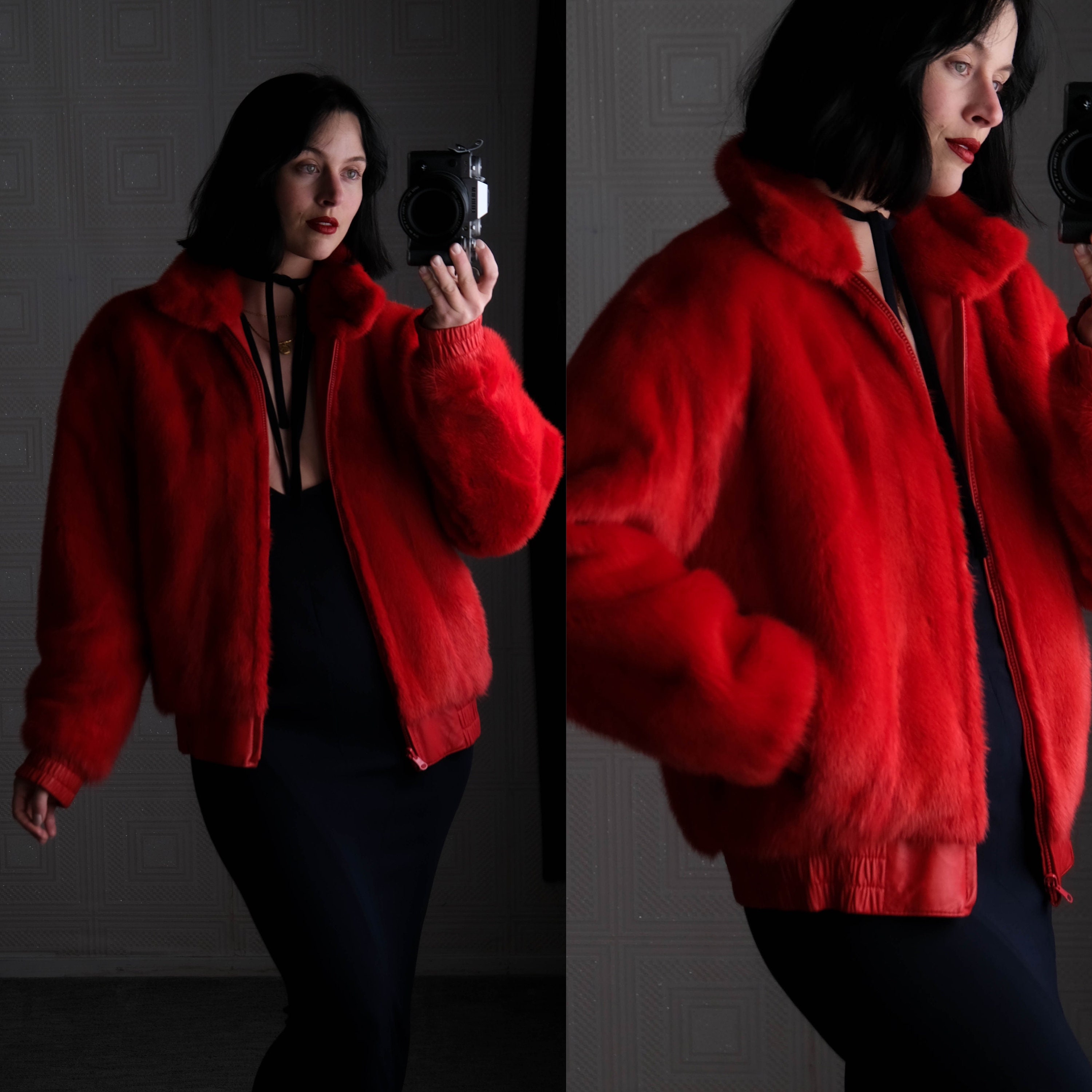 1980s reversible leather and mink bomber jacket Size M | eBay