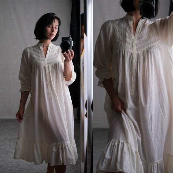 Vintage 80s Eileen West for Queen Anne s Lace Edwardian Styled Pleated Lace Cotton Midi Nightgown Made in USA 1980s Designer Nightie Etsy Israel