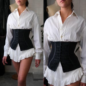 Vintage 90s DOLCE & GABBANA 1997 Archival Black and White Corset Poplin Shirt | DOCUMENTED | Made in Italy | 1990s Designer Runway Blouse