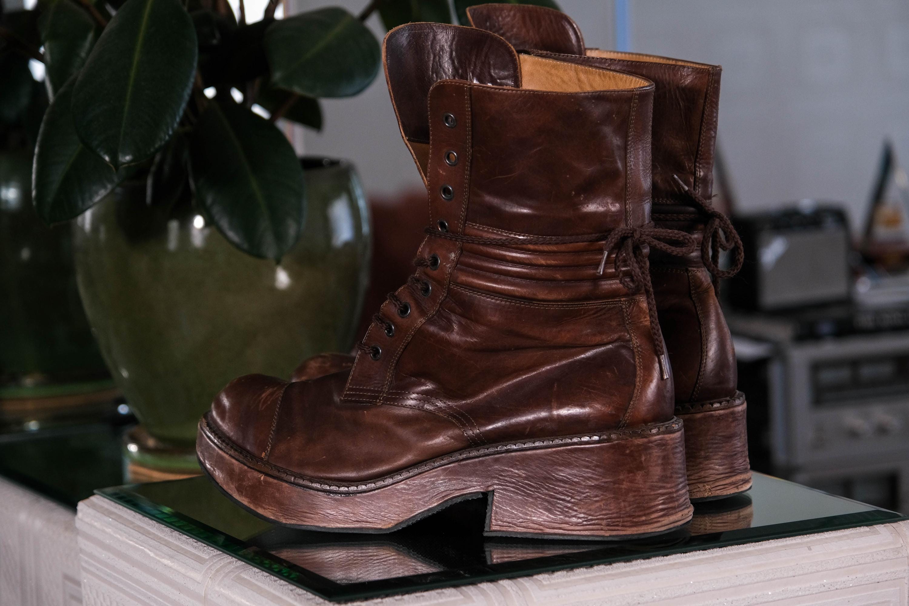 Vintage 90s Jean Paul Gaultier 1998 Brown Leather Wrapped Chunky 