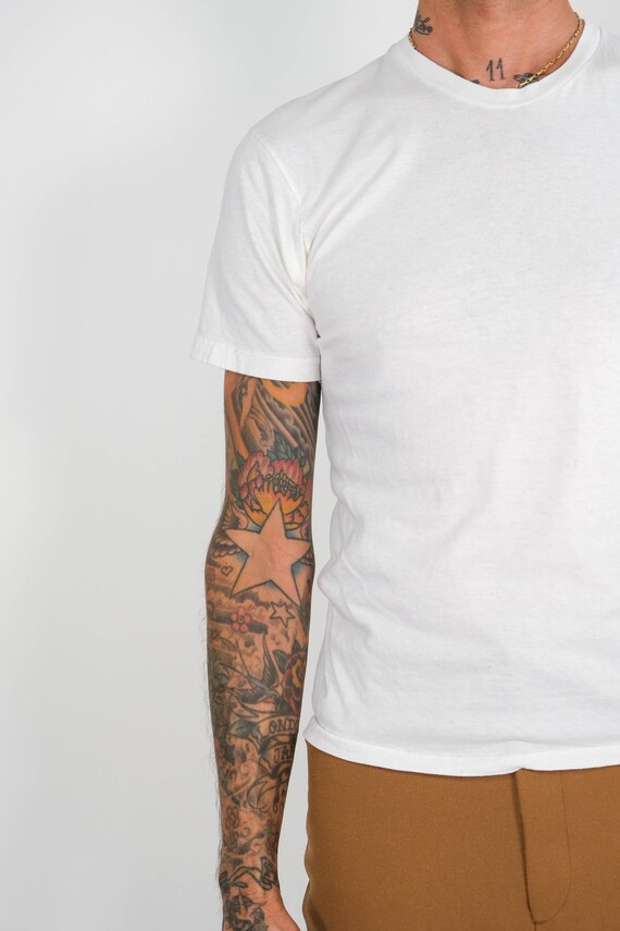 Vintage 70s HANES Blank White Single Stitch Tee | Made in USA