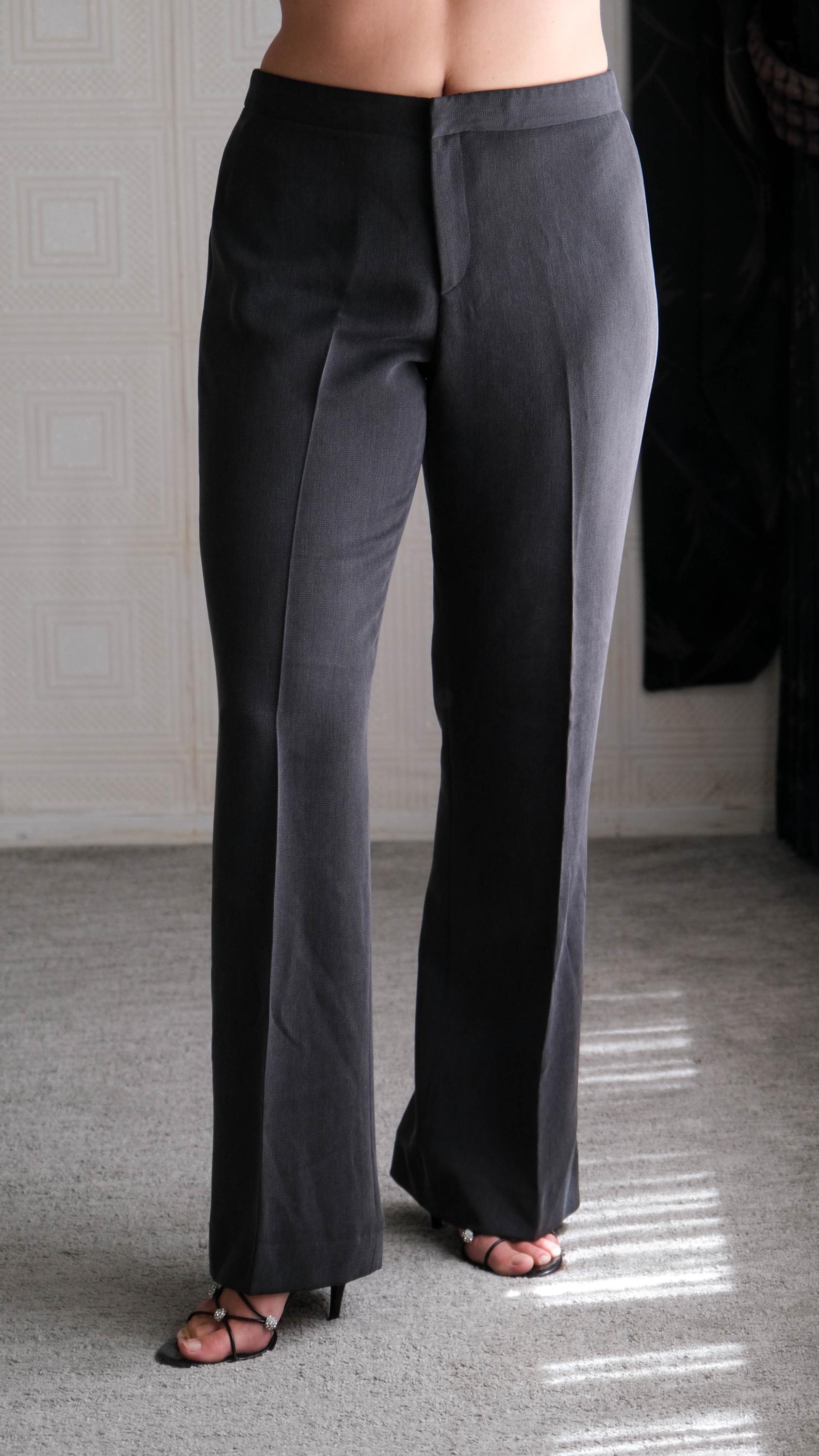 Vintage GIORGIO ARMANI Charcoal Silk Gabardine Mid Rise Minimalist