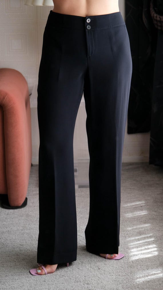 Vintage GIORGIO ARMANI COLLEZIONI Black Silk Crepe Minimalist Wide