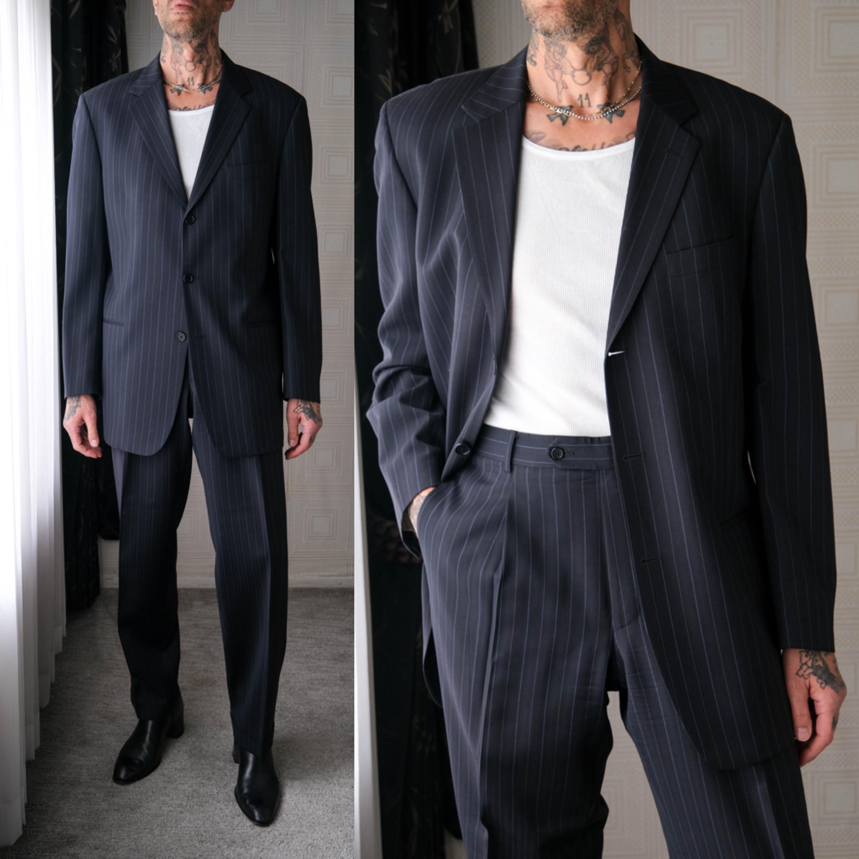 90s ARMANI COLLEZIONI stripe ブラック slacks 90s ARMANI COLLEZIONI stripe ブラック slacks 1990s Armani