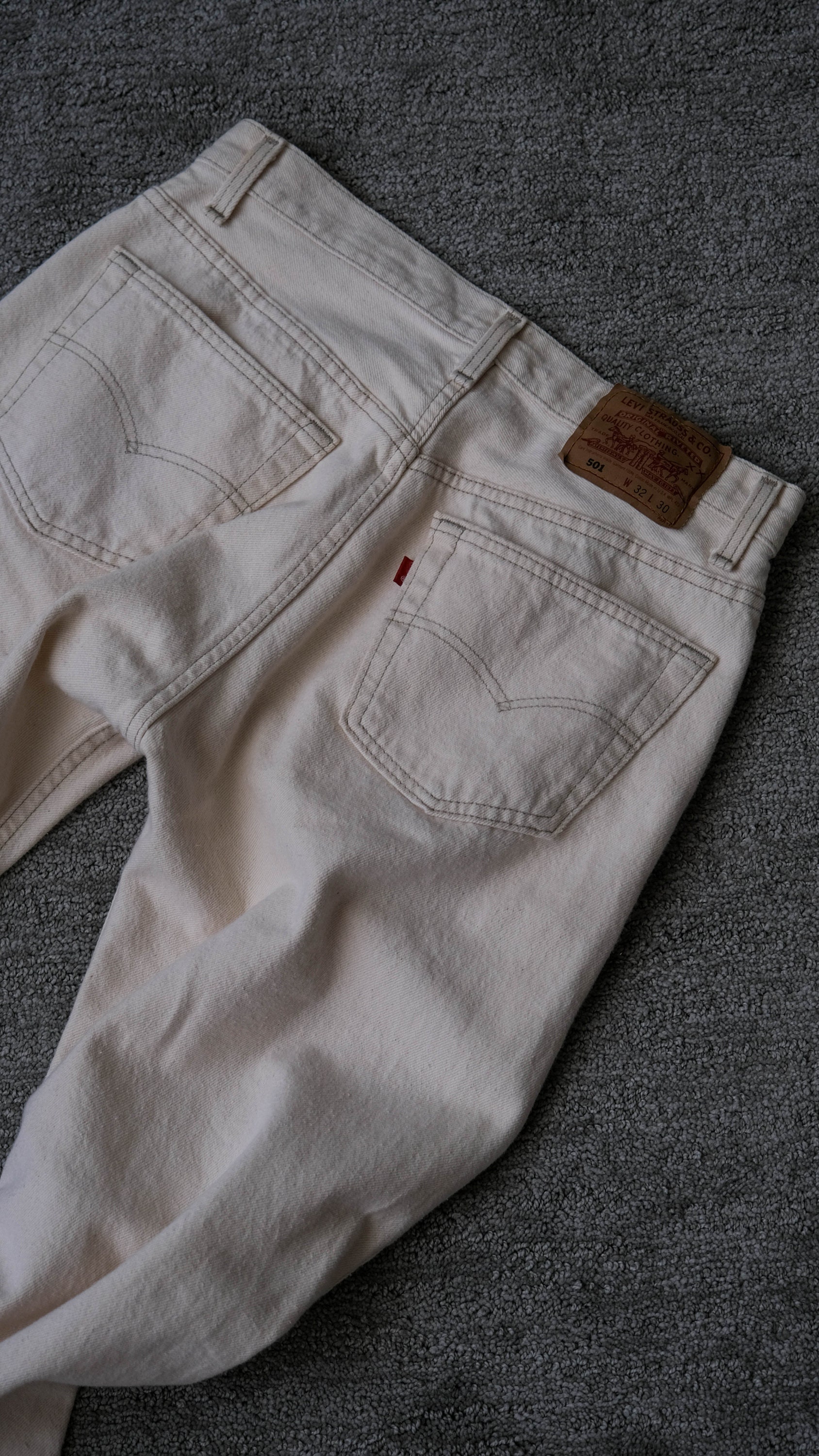 Vintage 80s LEVIS 501 Original off White Canvas Button Fly High