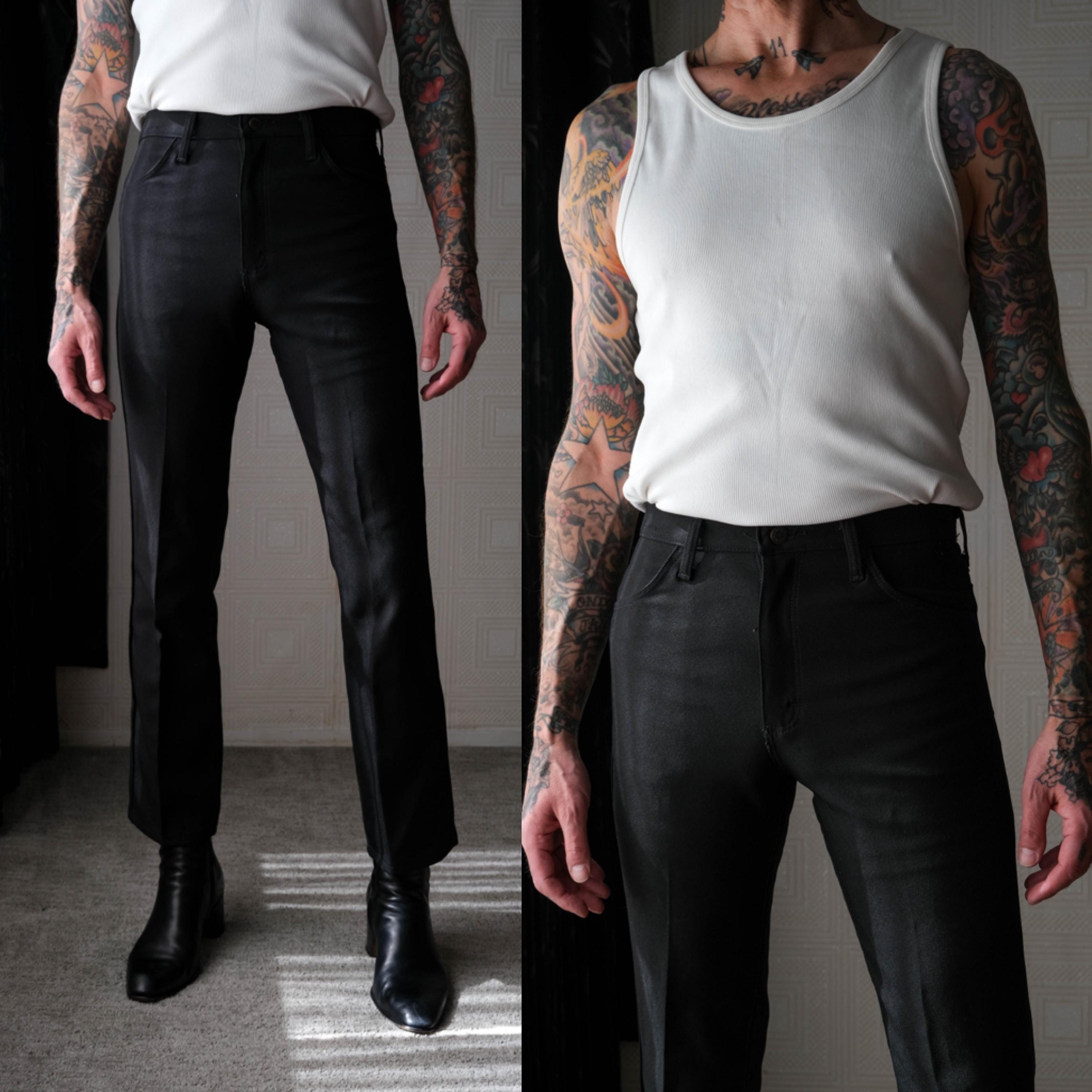 60s 70s vintage slacks \"GRAY×BLACK\" W32 Mens Sta Prince of Wales Suit Trousers – Mazeys UK