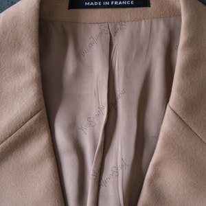 Vintage 70s Yves Saint Laurent Camel Tan Wool Gabardine Three Piece Flare Leg Suit Made in France 1970s YSL Designer Tailored Mens Suit image 9