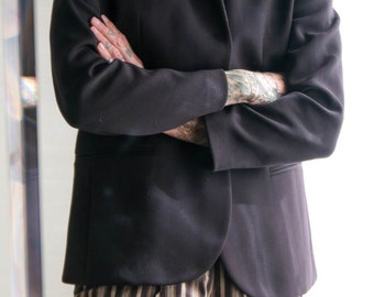 【M3】Giorgio Armani ブラックジャケット 38 GIORGIO ARMANI Black Stretch Unstructured Three Button