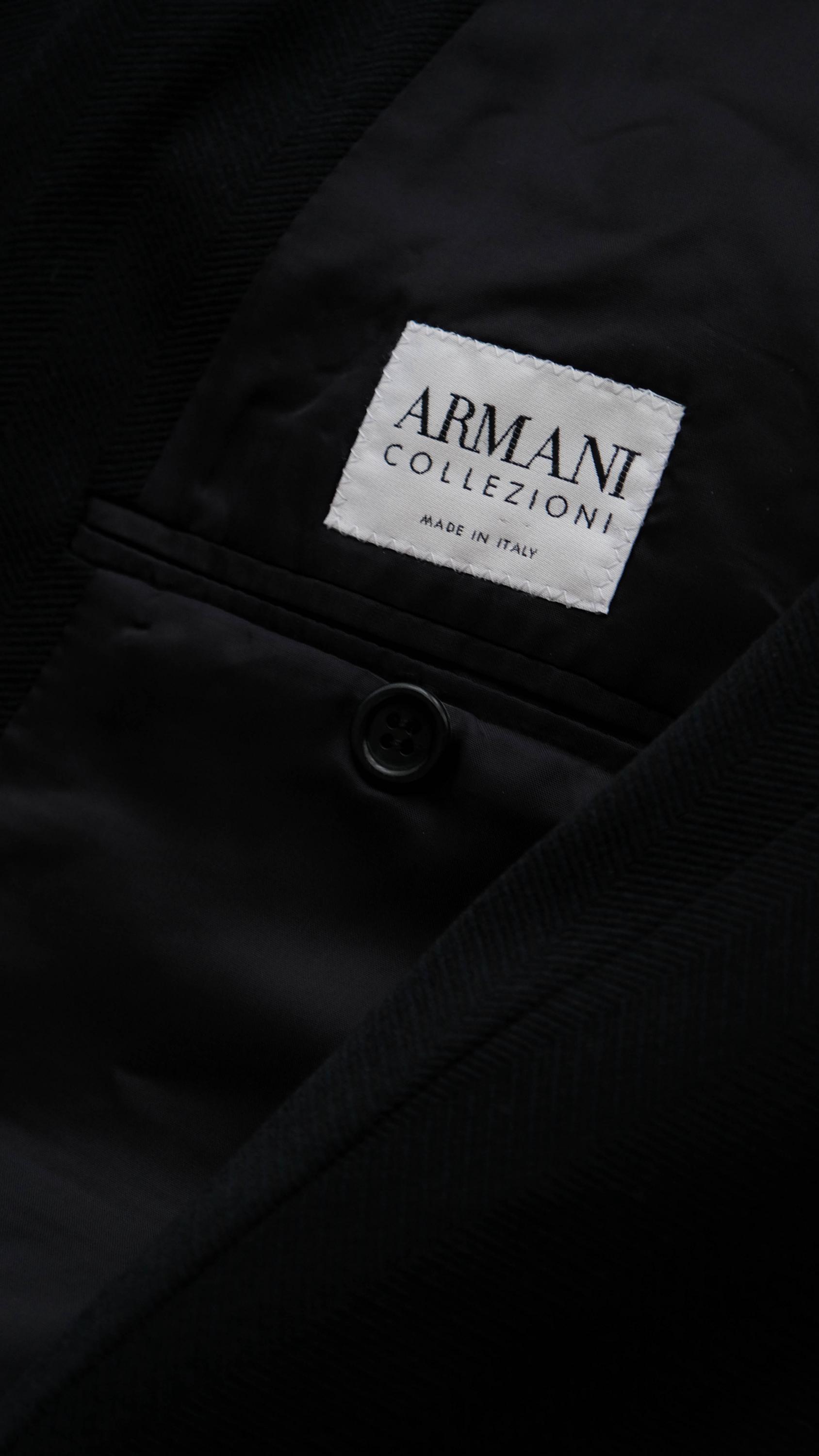 Vintage 90s GIORGIO ARMANI Black & Navy Chevron Cashmere Silk