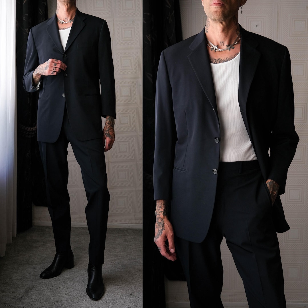 Vintage 90s PRADA Fall 1996 Navy Blue Structured Stretch
