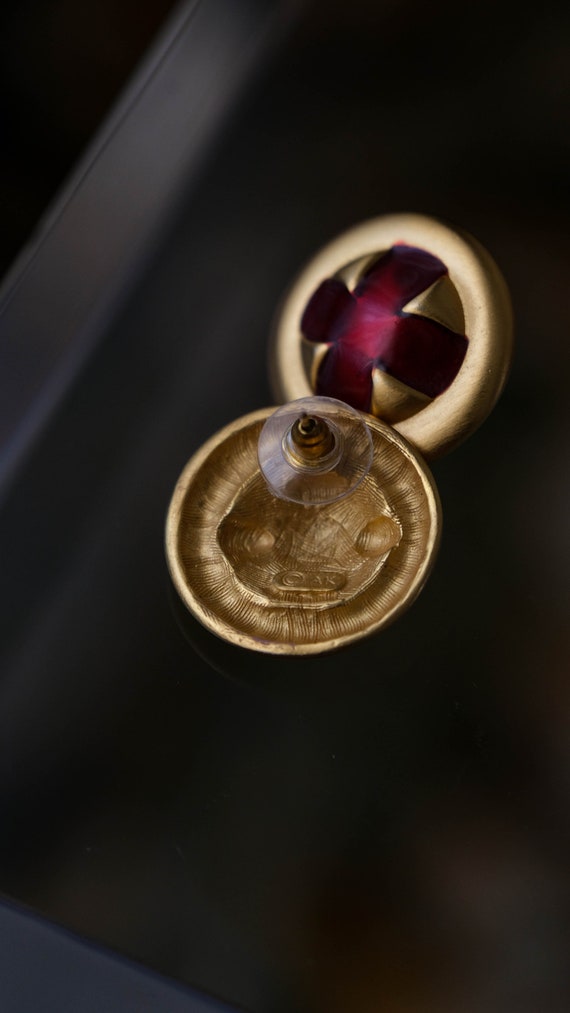 Vintage 80s ANNE KLEIN Signed Gold & Red Enamel R… - image 7