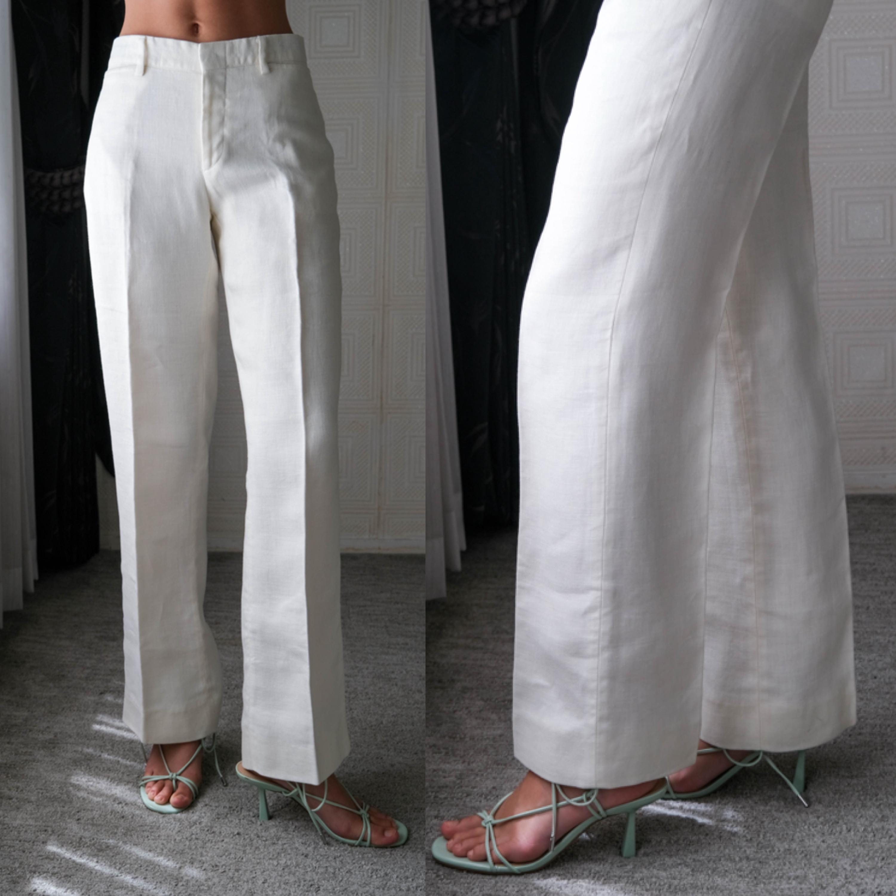 Vintage 90s GIANNI VERSACE COUTURE Ivory Heavy Linen Pants W