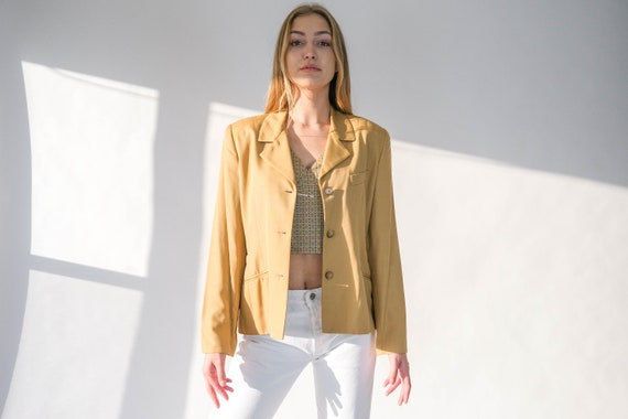 Vintage 80s BURBERRY Camel Rayon Silk Gabardine Cropped Blazer W Adjustable Belted Waist Made in USA 1980s BURBERRYS Designer Jacket Etsy Ireland