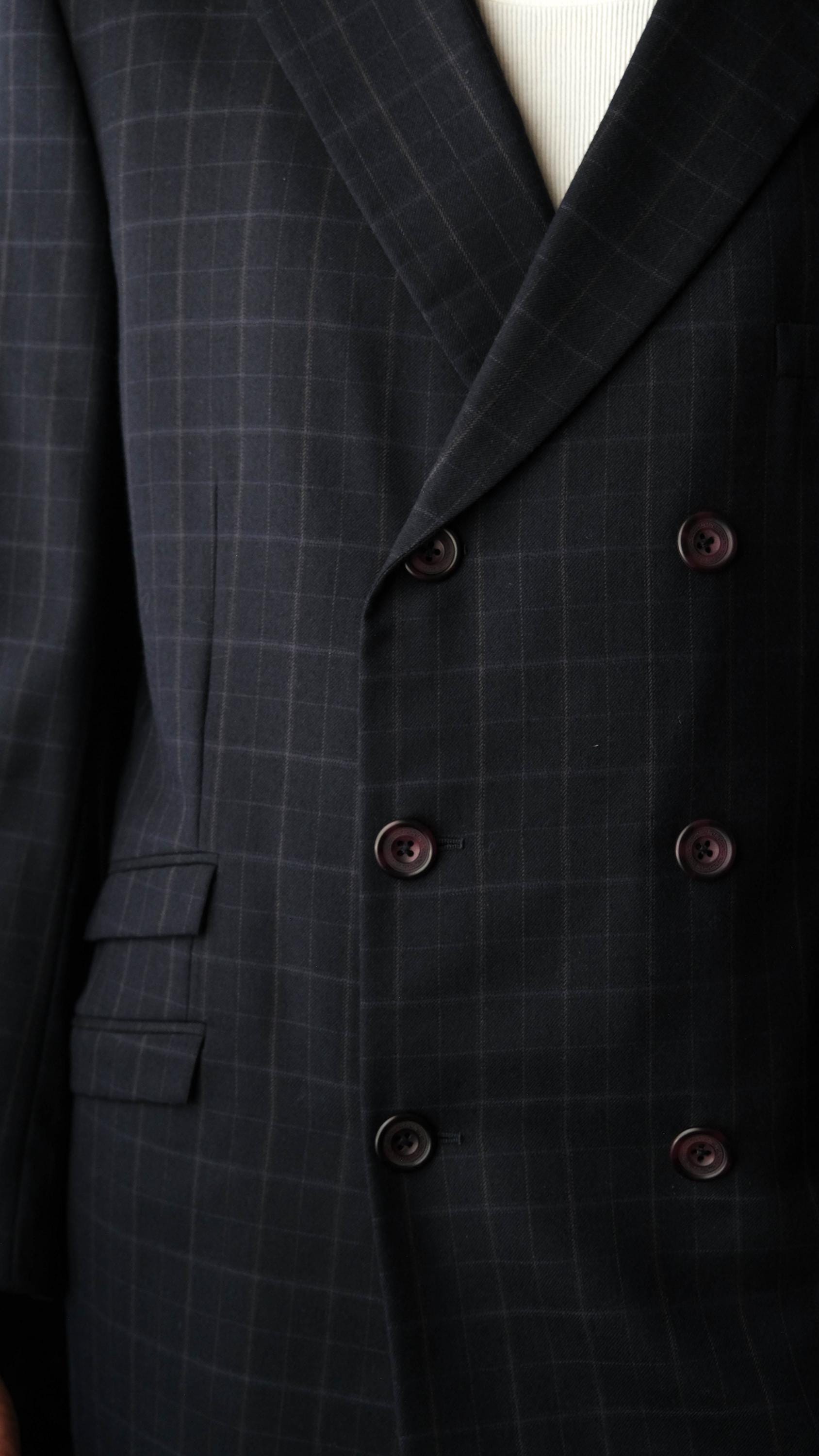Vintage 90s GIANNI VERSACE COUTURE Navy Windowpane Six