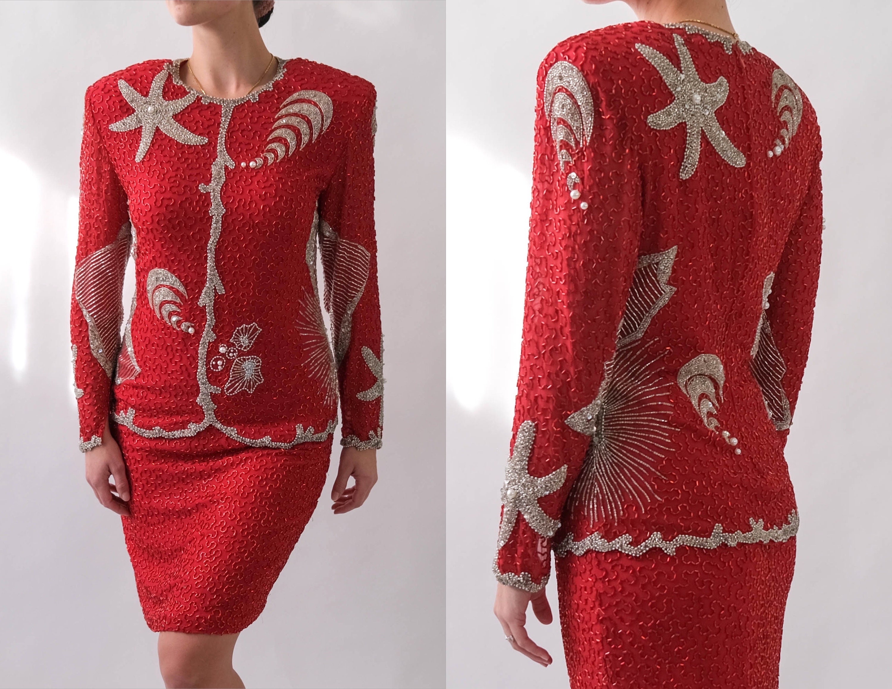 Vintage 80s Liza Carr for Neiman Marcus Red Silk Under the