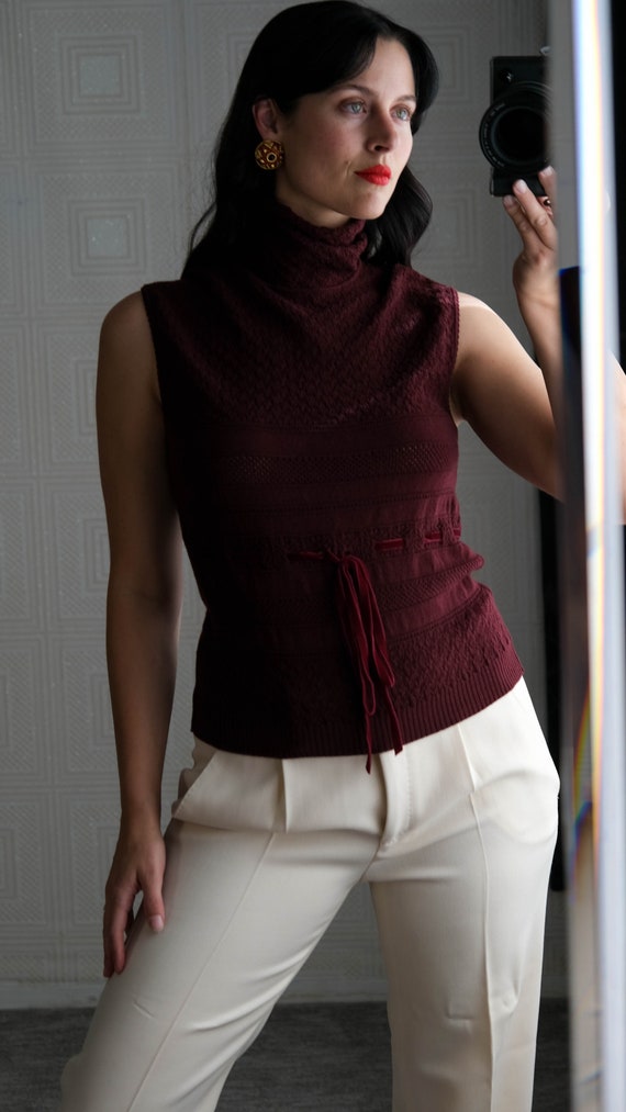 Vintage VALENTINO Merlot Knit Turtleneck Sweater … - image 5