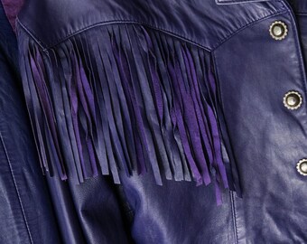 Vintage 80s MICHAEL HOBAN Purple Genuine Leather Cropped Western