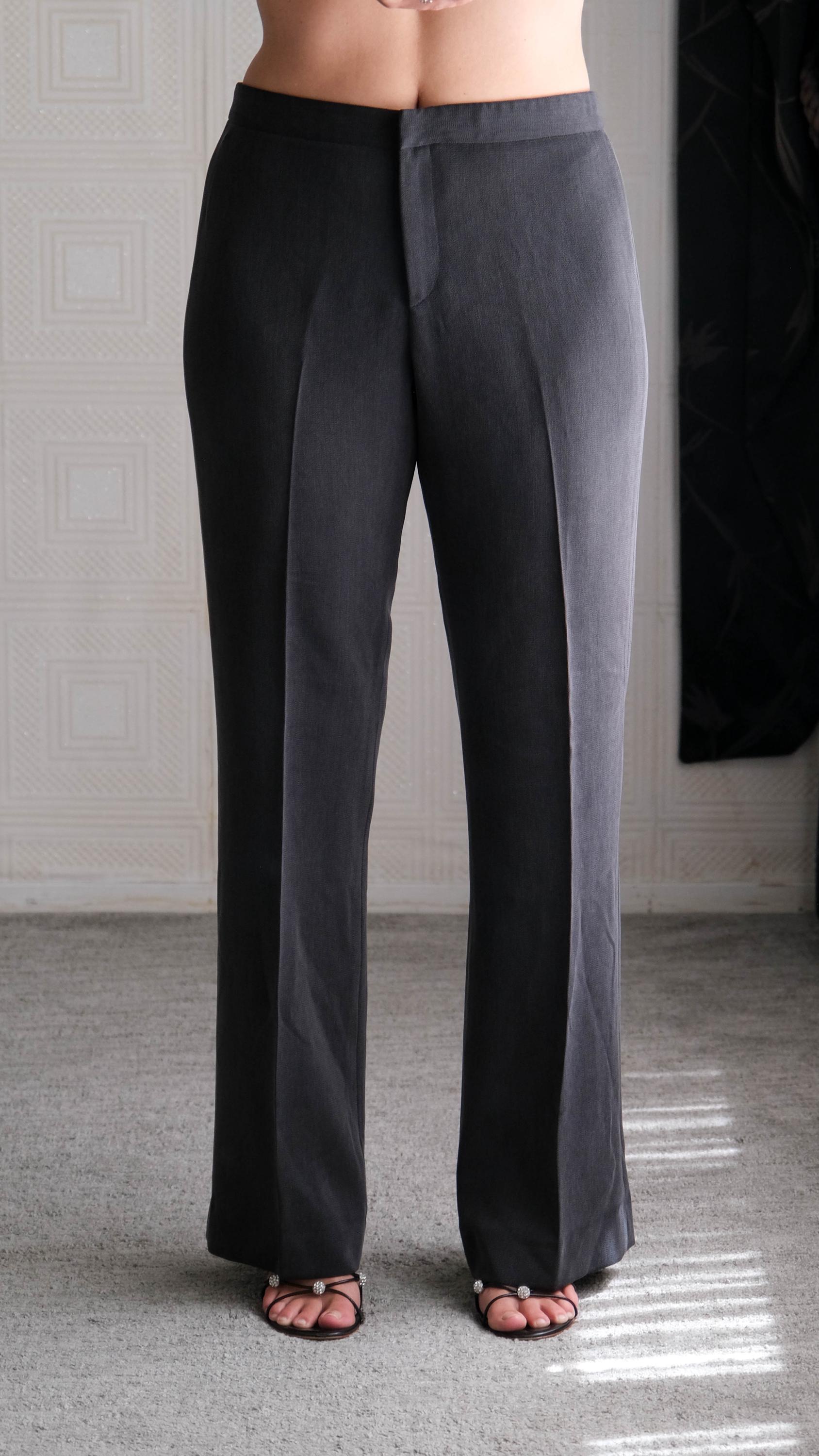 Vintage GIORGIO ARMANI Charcoal Silk Gabardine Mid Rise Minimalist