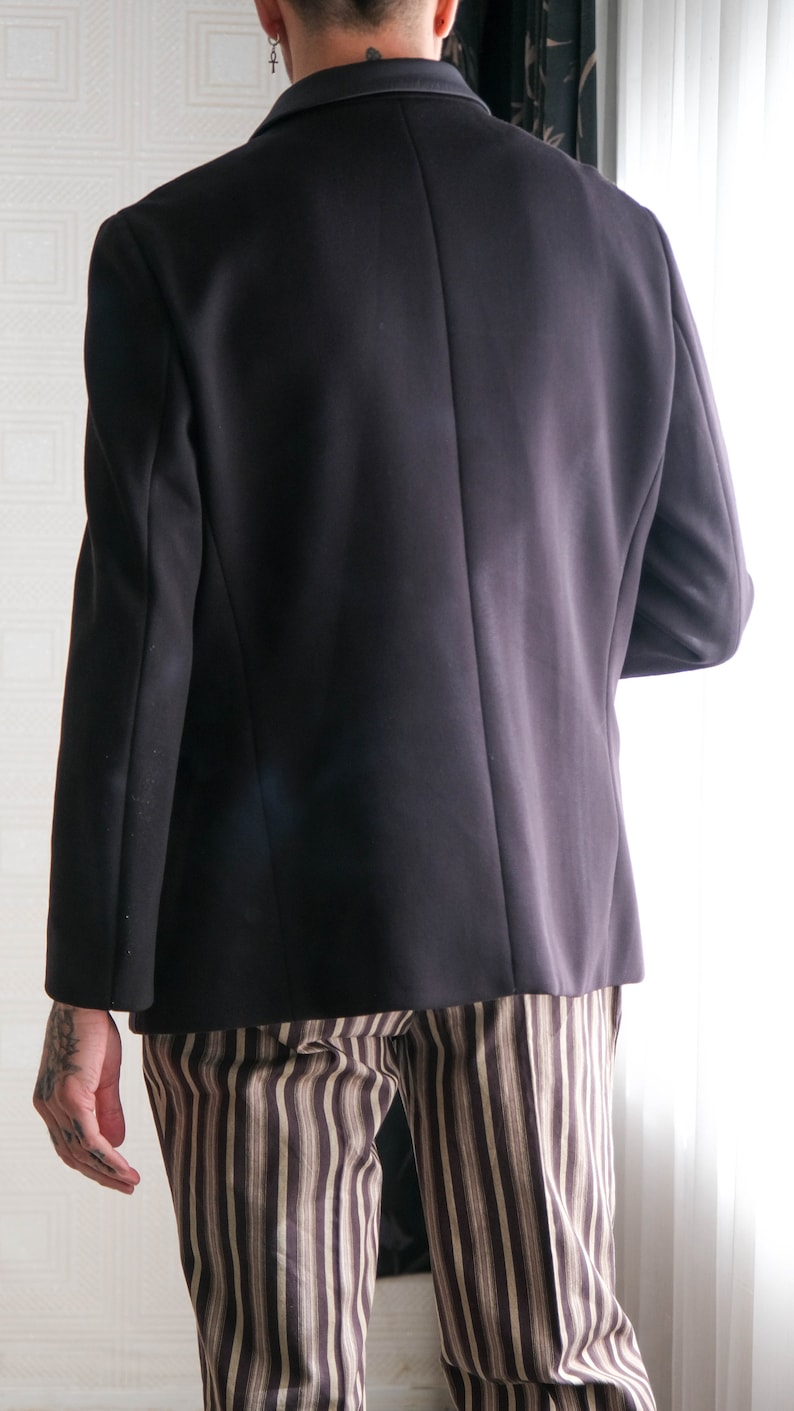 GIORGIO ARMANI Black Stretch Unstructured Three Button Blazer w/ Satin Windbreaker Lining Made in Italy 2000s Y2K ARMANI Designer Jacket image 8