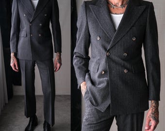 Vintage 70s PIERRE CARDIN BOUTIQUE Blue Chambray Flecked Stripe