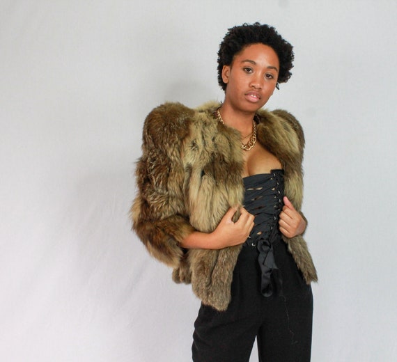 40s Genuine Fox Fur Coat Silk Lined Fur 