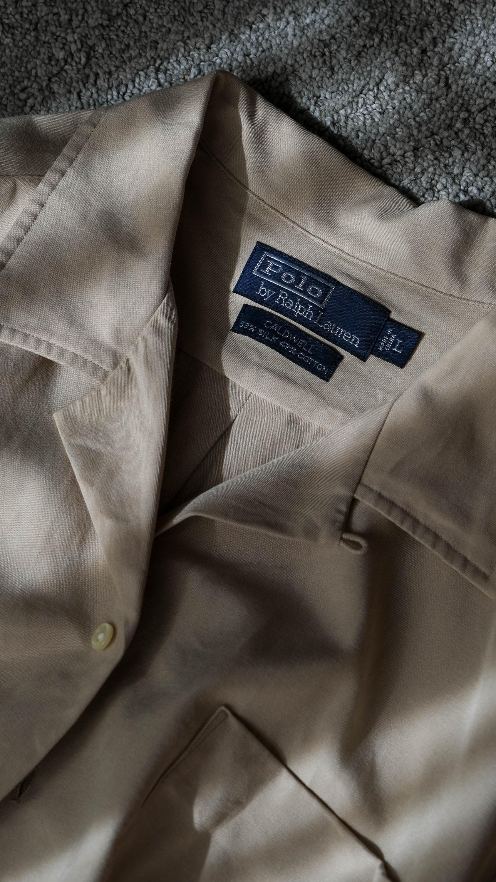 Vintage 90s POLO Ralph Lauren Light Tan Caldwell Silk Blend Loop
