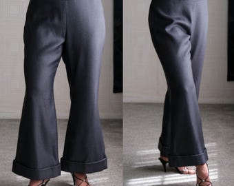 Vintage GIORGIO ARMANI COLLEZIONI Black & Gray Herringbone High